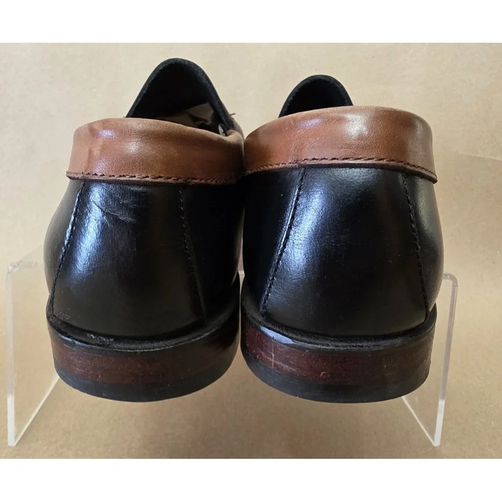 G.H. Bass Weejuns Sz 9.5 D Carl Slip-On Leather Belk 125 Dress Shoes Black Brown